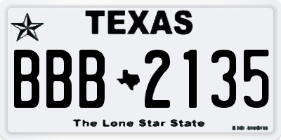 TX license plate BBB2135