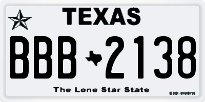 TX license plate BBB2138