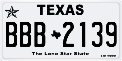 TX license plate BBB2139