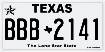 TX license plate BBB2141