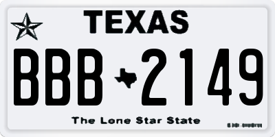 TX license plate BBB2149