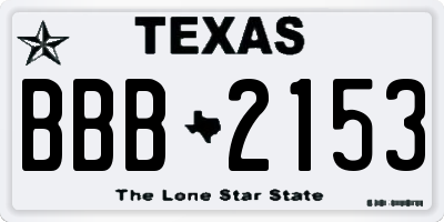 TX license plate BBB2153