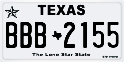 TX license plate BBB2155