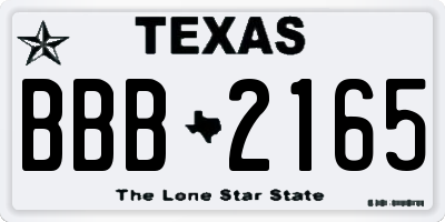 TX license plate BBB2165
