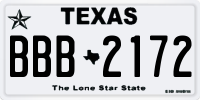 TX license plate BBB2172