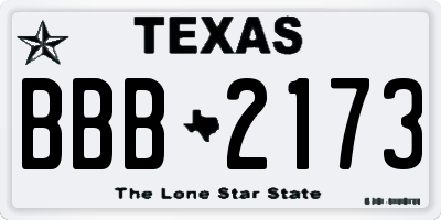 TX license plate BBB2173