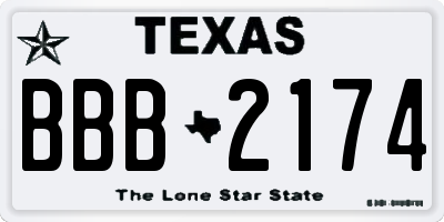 TX license plate BBB2174