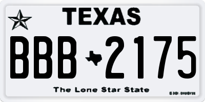 TX license plate BBB2175