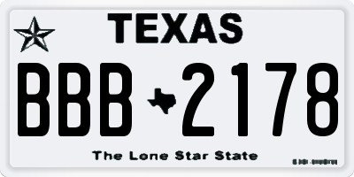 TX license plate BBB2178