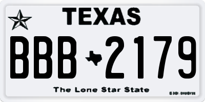 TX license plate BBB2179