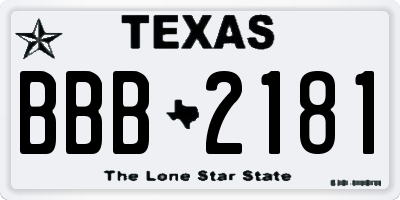 TX license plate BBB2181