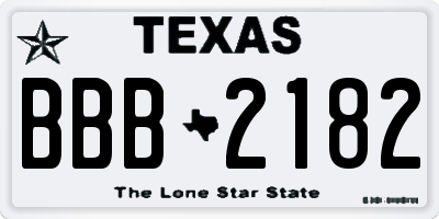 TX license plate BBB2182