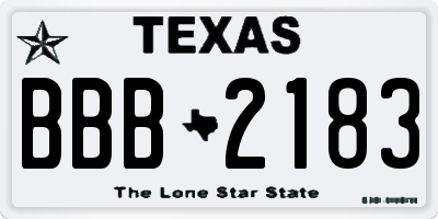 TX license plate BBB2183