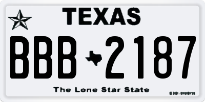 TX license plate BBB2187