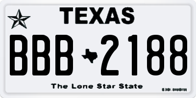 TX license plate BBB2188