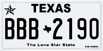 TX license plate BBB2190