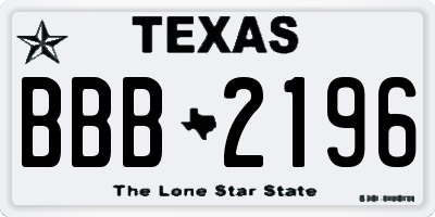 TX license plate BBB2196