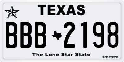 TX license plate BBB2198