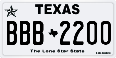 TX license plate BBB2200