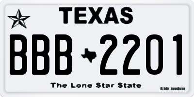 TX license plate BBB2201