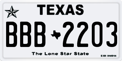 TX license plate BBB2203