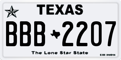 TX license plate BBB2207