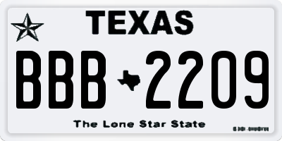 TX license plate BBB2209