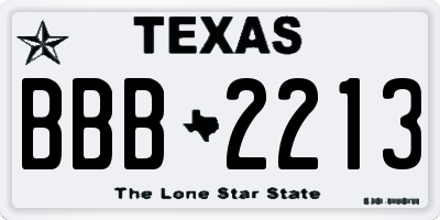 TX license plate BBB2213