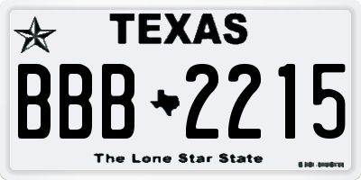 TX license plate BBB2215