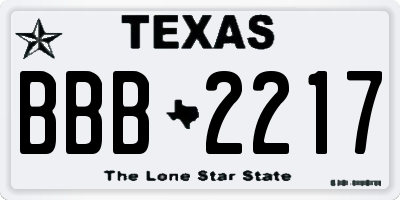 TX license plate BBB2217