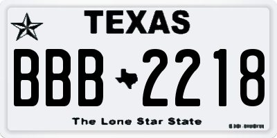 TX license plate BBB2218