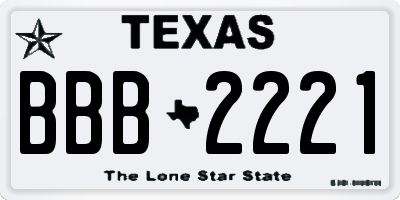 TX license plate BBB2221