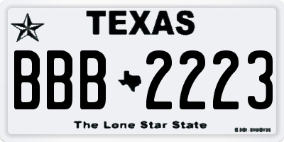 TX license plate BBB2223