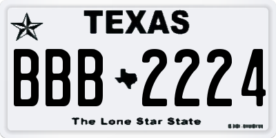 TX license plate BBB2224