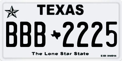 TX license plate BBB2225