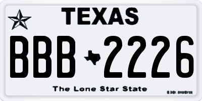 TX license plate BBB2226