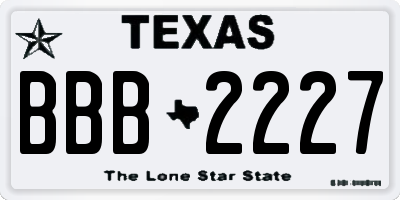 TX license plate BBB2227