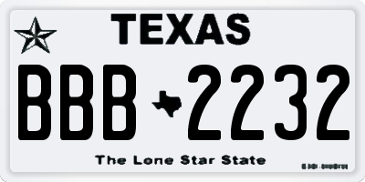 TX license plate BBB2232