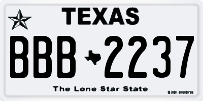 TX license plate BBB2237