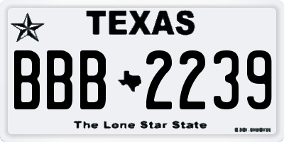 TX license plate BBB2239