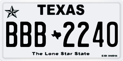 TX license plate BBB2240