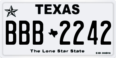 TX license plate BBB2242