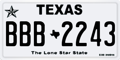 TX license plate BBB2243