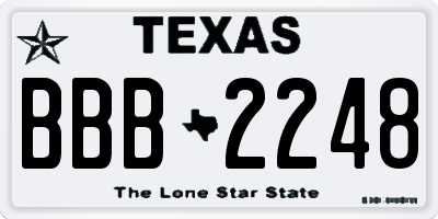 TX license plate BBB2248