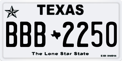 TX license plate BBB2250