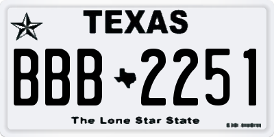 TX license plate BBB2251