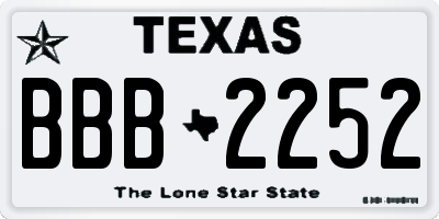 TX license plate BBB2252