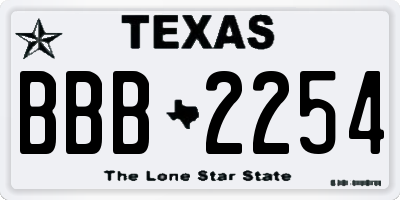 TX license plate BBB2254