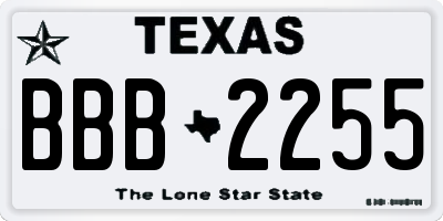 TX license plate BBB2255