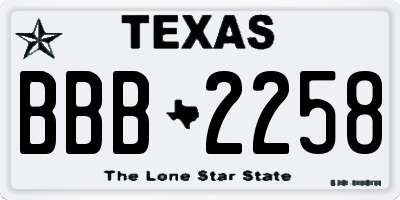 TX license plate BBB2258